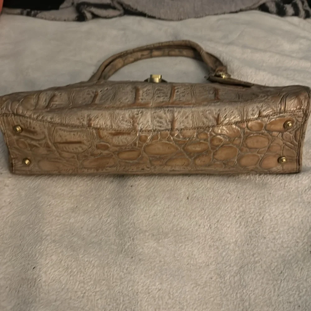 Women’s Brahmin Taupe Turn Lock Shoulder Satchel Bag